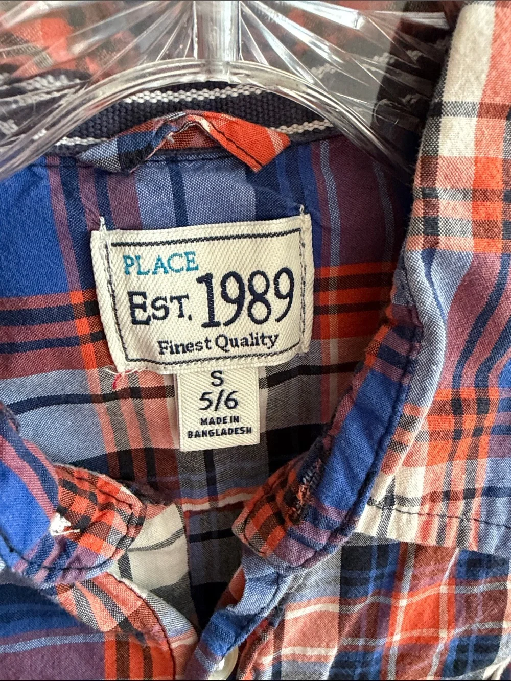 The Children's Place Blue, Red & White Plaid Button-Down Shirt
